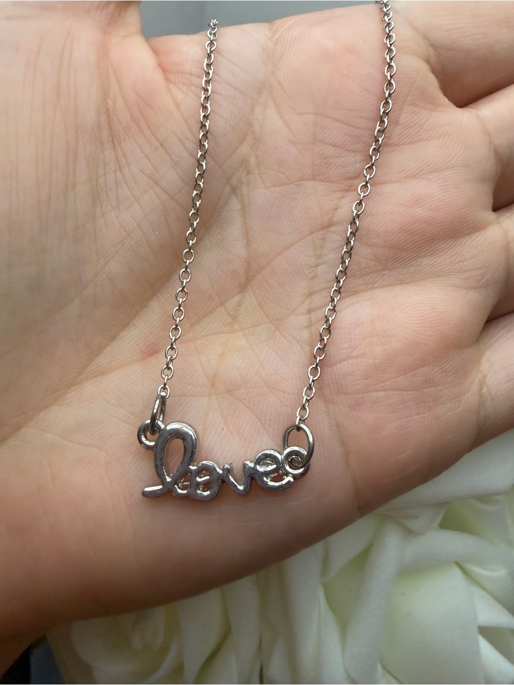 Silver "Love" Script Necklace - Women's Jewelry